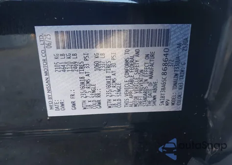 2025 Nissan Rogue Sv Fwd z USA, uszkodzony, nr VIN 5N1BT3BA6SC868640